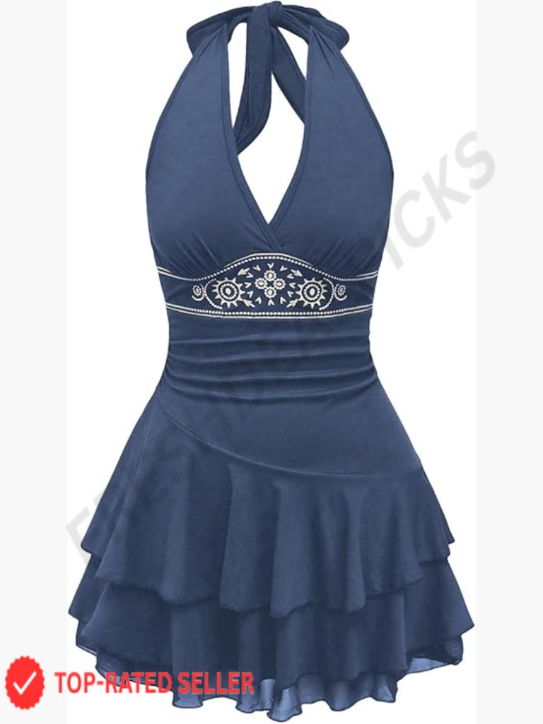 Halter Backless Mini Dress Flowy Sleeveless V Neck Tie Back A Line Sun Dress